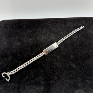 Vintage Elico Sterling Silver Child’s ID Bracelet 5.5” Curb Chain Blank Plate